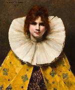 Juana Romani A portrait of a young girl with a ruffled collar Spain oil painting artist